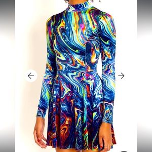 Blackmilk I BLEED GASOLINE VELVET LONG SLEEVE EVIL MINI DRESS - LIMITED